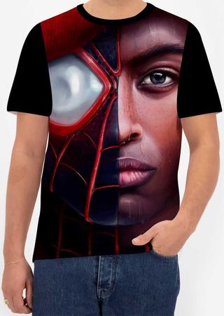 Camiseta Camisa Miles Morales Homem Aranha Preto Menino &8_x000D_