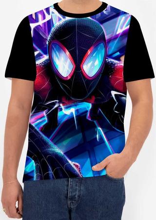 Camiseta Camisa Miles Morales Homem Aranha Preto Menino &8_x000D_