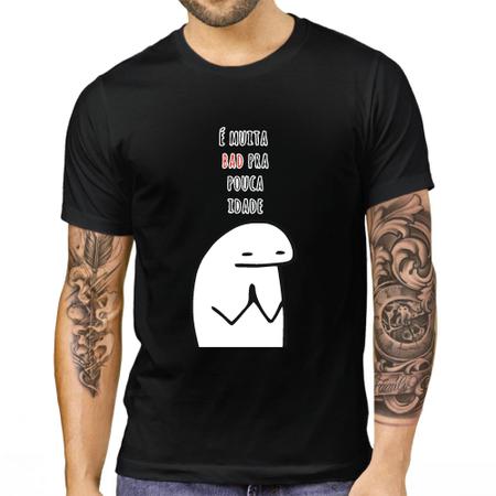 Imagem de Camiseta camisa preta frases bad pouca idade jovem masculina moderna