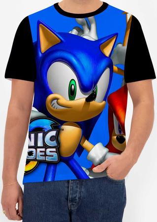 Camiseta Personagem Sonic Algodão Fio 30.1 Gola Redonda - Preto