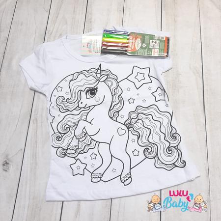 KIT CAMISETA PARA PINTAR - UNICÓRNIO