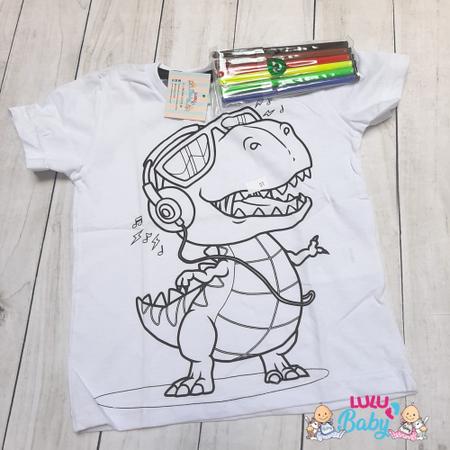 Camiseta Colorir Interativa com canetinha tematico Desenho pintar 1 ao 8 dia das criancas PraBrinka Camiseta Infantil Magazine Luiza