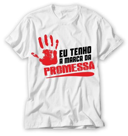 Imagem de camiseta com frase diferentes eu tenho a marca da promessa