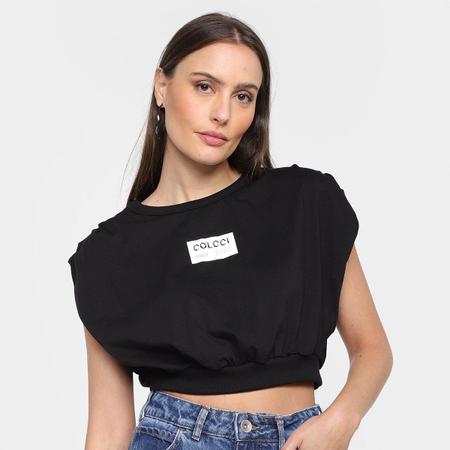 Camiseta Cropped Colcci Muscle Tee Feminina - Azul