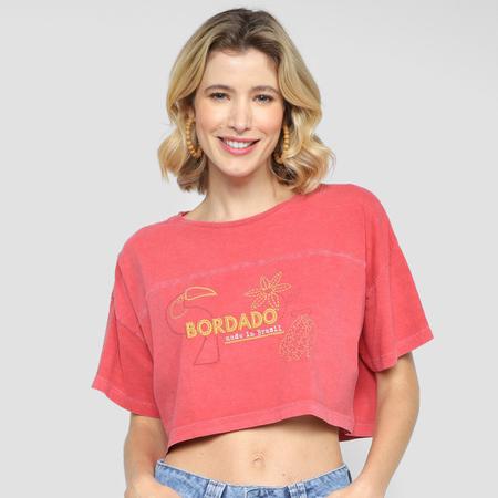 camiseta top croped feminina do brasil bordada