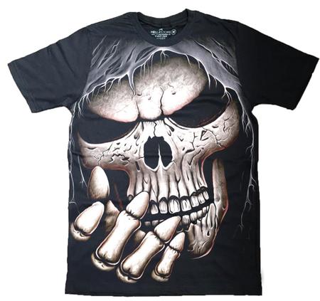 Camiseta masculina branca Halloween Caveira Esqueleto Escura Velas em  Promoção na Americanas