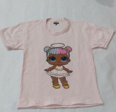 Camiseta de malha b sica T shirt manga curta rosa Infantil