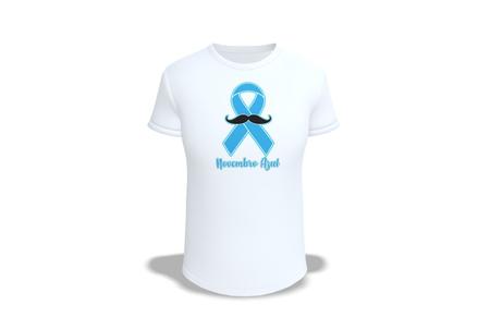 Imagem de Camiseta de Poliester Branca Personalizada Novembro Azul