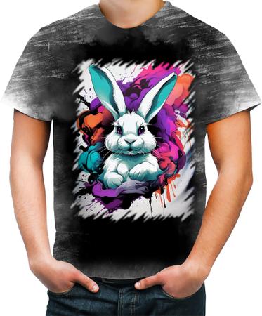 Imagem de Camiseta Desgaste Páscoa Coelhinho Artístico Design 3