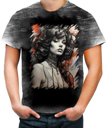 Imagem de Camiseta Desgaste Pintura a Carvão Mulher Arte Esfumaçada 2