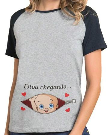 Imagem de Camiseta estou chegando gestante gravida chá de bebê papai