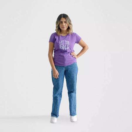 Imagem de Camiseta Feminina Baby Look Good Vibes Roxo