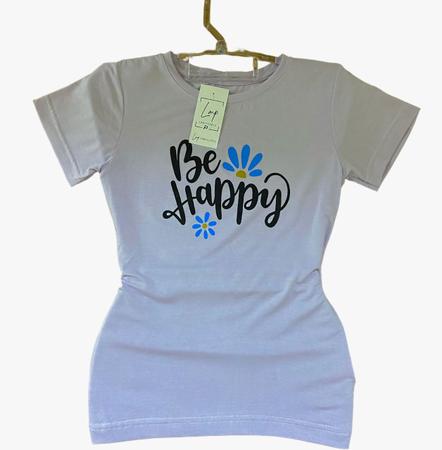 Imagem de Camiseta Feminina Baby Look Viscolycra Be Happy Lindas Cores