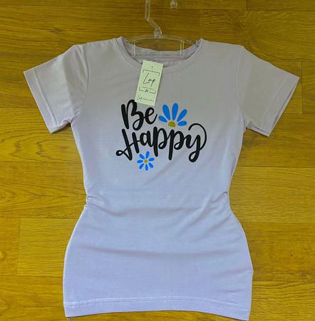 Imagem de Camiseta Feminina Baby Look Viscolycra Be Happy Lindas Cores
