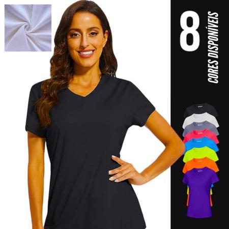 Imagem de Camiseta feminina Blusinha DRY FIT Tecido Furadinho Academia Corrida Yoga 616