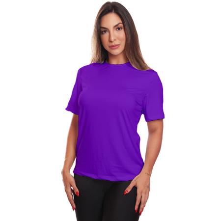 Imagem de Camiseta Feminina Dry Fit Básica Lisa Proteção Solar UV Térmica Blusa Academia Esporte Camisa