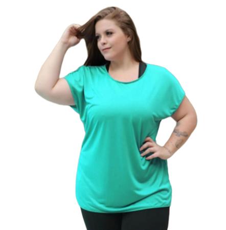 Imagem de Camiseta Feminina Plus Size 100% Algodão Leve Esportiva