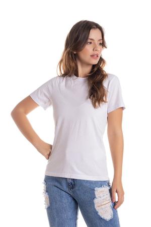 Imagem de Camiseta Feminina Plus Size Básica Branca