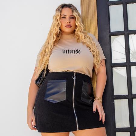 Imagem de Camiseta Feminina Plus Size Gola Redonda Com Estampa Blusinha De Algodão Manga Curta Estampada