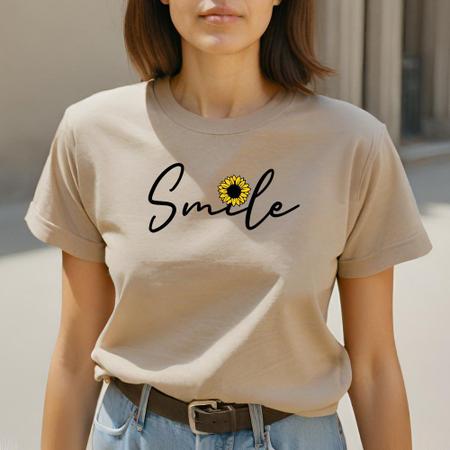Imagem de Camiseta Feminina T-shirt Algodão Estampada Smile Girassol Plus Size