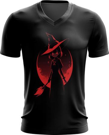 Imagem de Camiseta Gola V Bruxa Halloween Vermelha 9