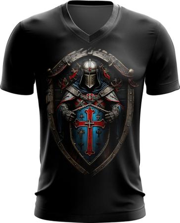 Imagem de Camiseta Gola V Templário Medieval Cruzadas 6