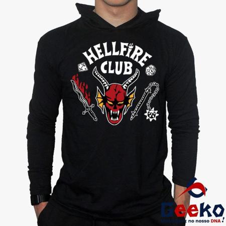 camiseta manga longa stranger things heel fire club