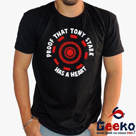 Camiseta Homem de Ferro Proof That Tony Stark Has A Heart Iron Man Geeko Camiseta Masculina Magazine Luiza