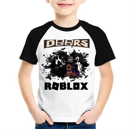 Camiseta Infantil Doors Roblox Mangas Preta Game Roblox - Modatop