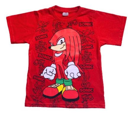 Camiseta Knuckles Sonic Fantasia infantil Sonic Vermelho