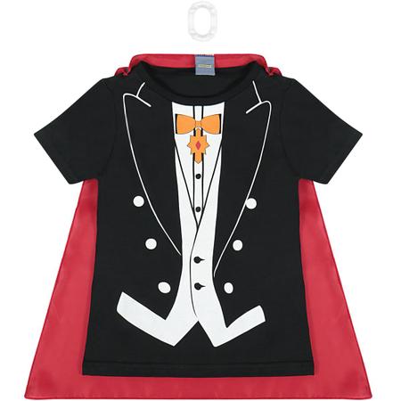 Camiseta Infantil Drácula com Capa e Máscara - Tam 1 a 5 anos Preto