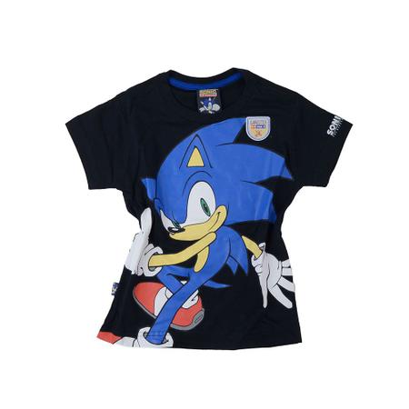 Camisa Temática Infantil Masculino Preto Sonic - Loja Online I