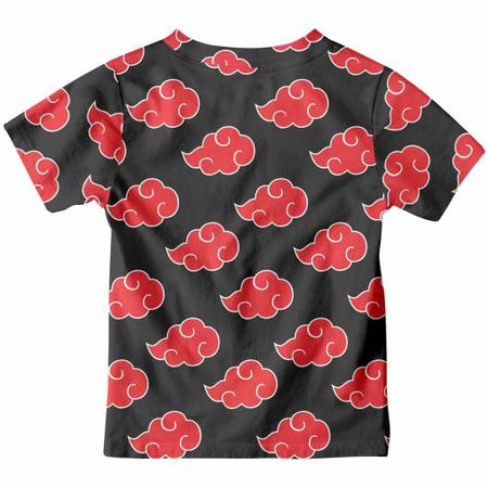 Camiseta Manga Curta Naruto Akatsuki Nuvens Estampado Preto