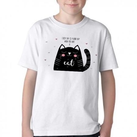 Imagem de Camiseta Infantil ou adulto Every day is a good day when you have a cat Blusa Criança todos tamanhos