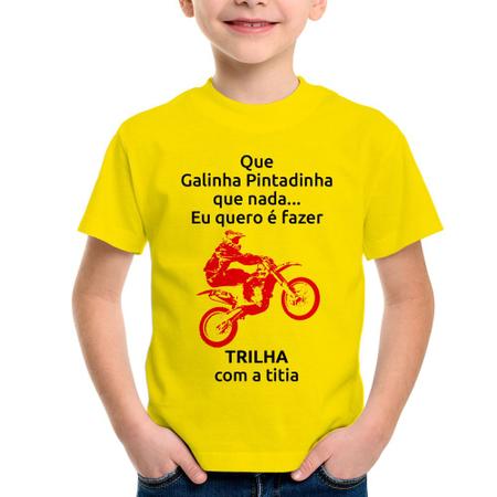 Camiseta Infantil Trilha com a titia (moto rosa)