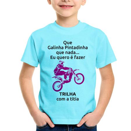 Camiseta Infantil Trilha com a titia (moto rosa)