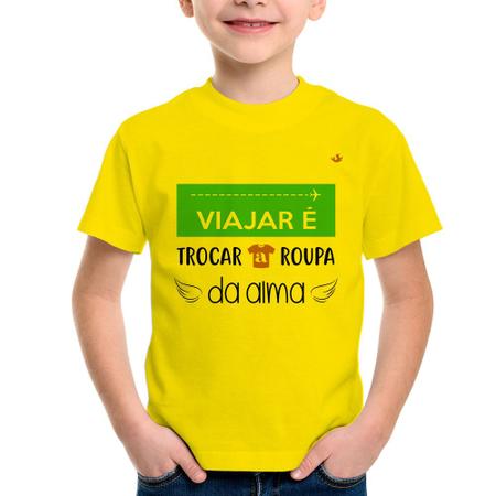 Camiseta Infantil Viajar é trocar a roupa da alma - Foca na Moda - Camiseta  Infantil - Magazine Luiza