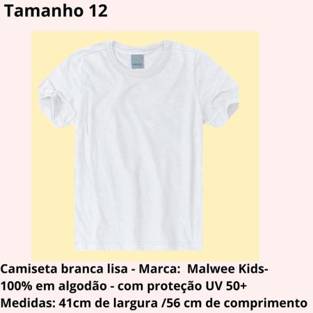 Imagem de Camiseta Juvenil Lisa Branca Básica Escolar Malwee Kids