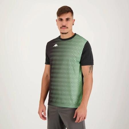 Camiseta Kappa Mozhan Preto com Verde Camisa e Camiseta