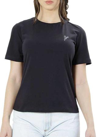 Imagem de Camiseta lisa casual feminina preta coleção beija-flor
