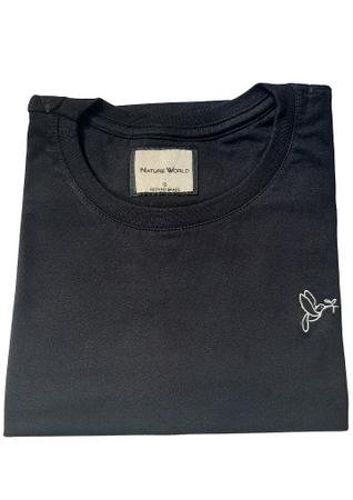 Imagem de Camiseta lisa casual feminina preta coleção beija-flor