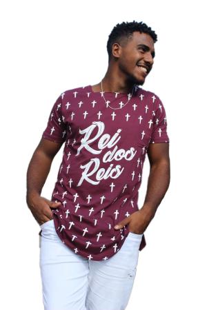 Camiseta Long Fit Cruz Vinho Rei dos Reis Camiseta Feminina Magazine Luiza