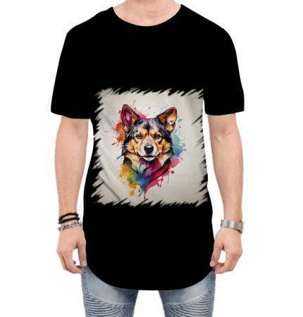 Imagem de Camiseta Longline Cachorro Ilustrado Cromático Abstrato 1