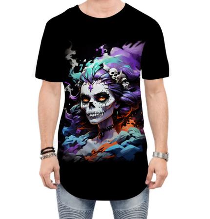 Imagem de Camiseta Longline La Muerte Mexicana Dama Esqueleto 8