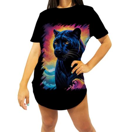 Imagem de Camiseta Longline Pantera Ondas Magnéticas Vibrante 1