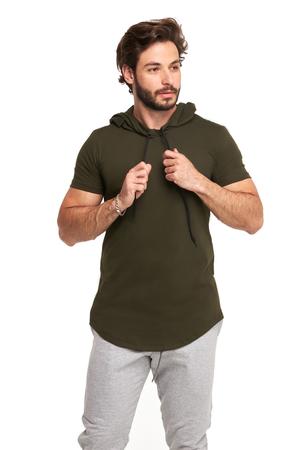 Camiseta Longline sem manga com Capuz