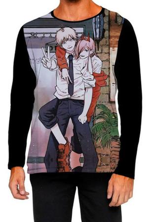 Camiseta Manga Comprida Chainsaw Man Motosserra Anime 3 - Estilo