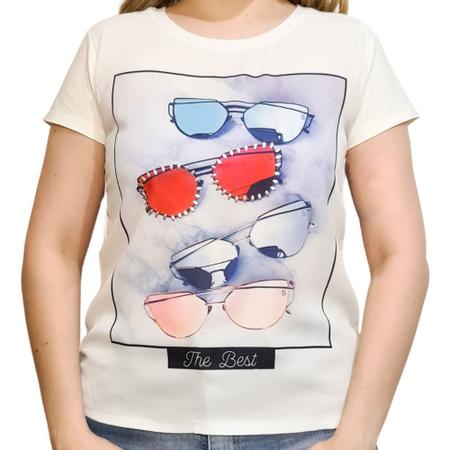 Imagem de Camiseta Manga Curta Crepe Estampa Glasses