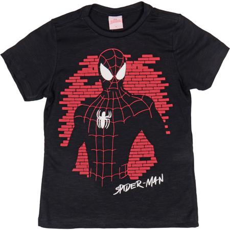 Camiseta Infantil Manga Curta Algodão Homem Aranha Vermelho Tam 2 a 10