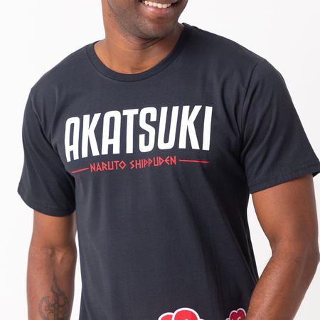 Camiseta de manga curta Naruto Shippuden masculina, Akatsuki